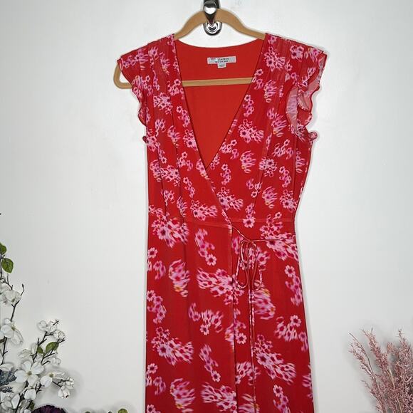 ALL SAINTS Dela Jasmine Print Wrap Maxi Dress Red Floral Sz 4 {3Q3} - Picture 2 of 7